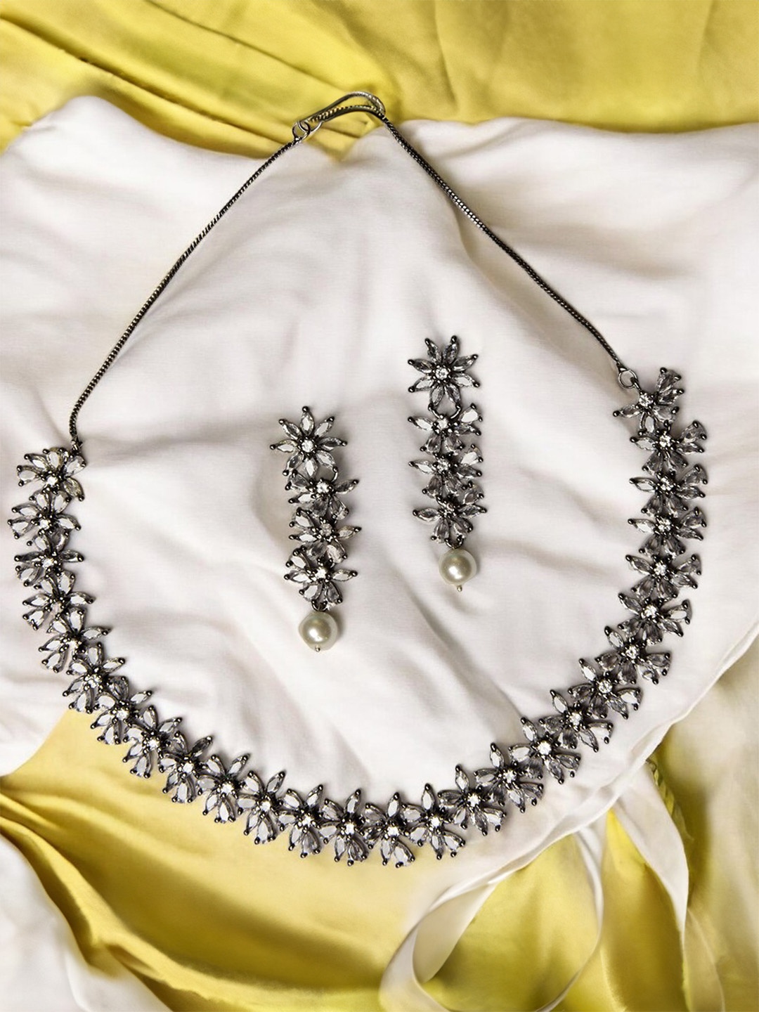 

SHARLEEZ AD Studded Necklace and Earrings, Metallic