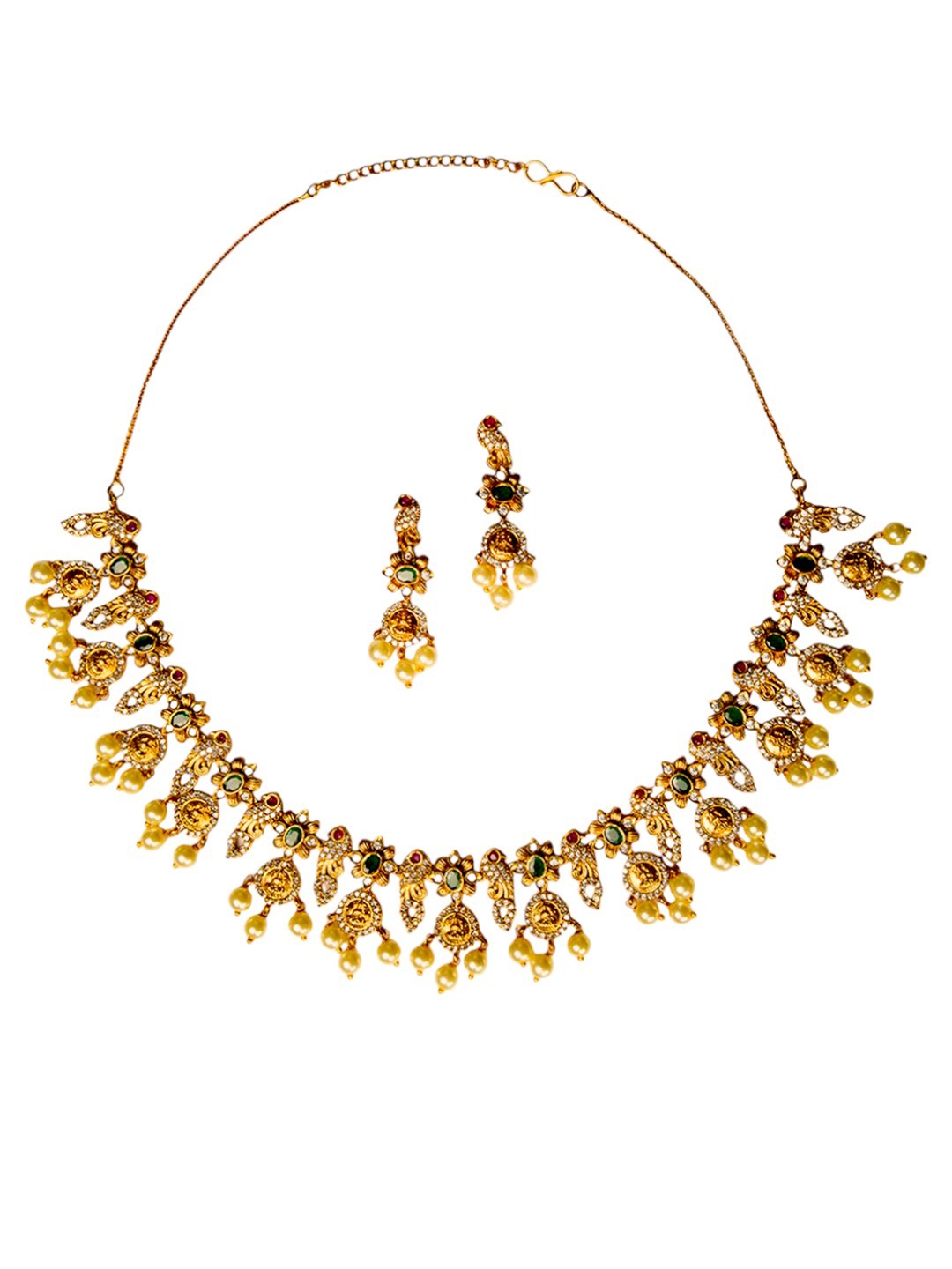 

SHARLEEZ Gold-Plated AD Studded Necklace and Earrings