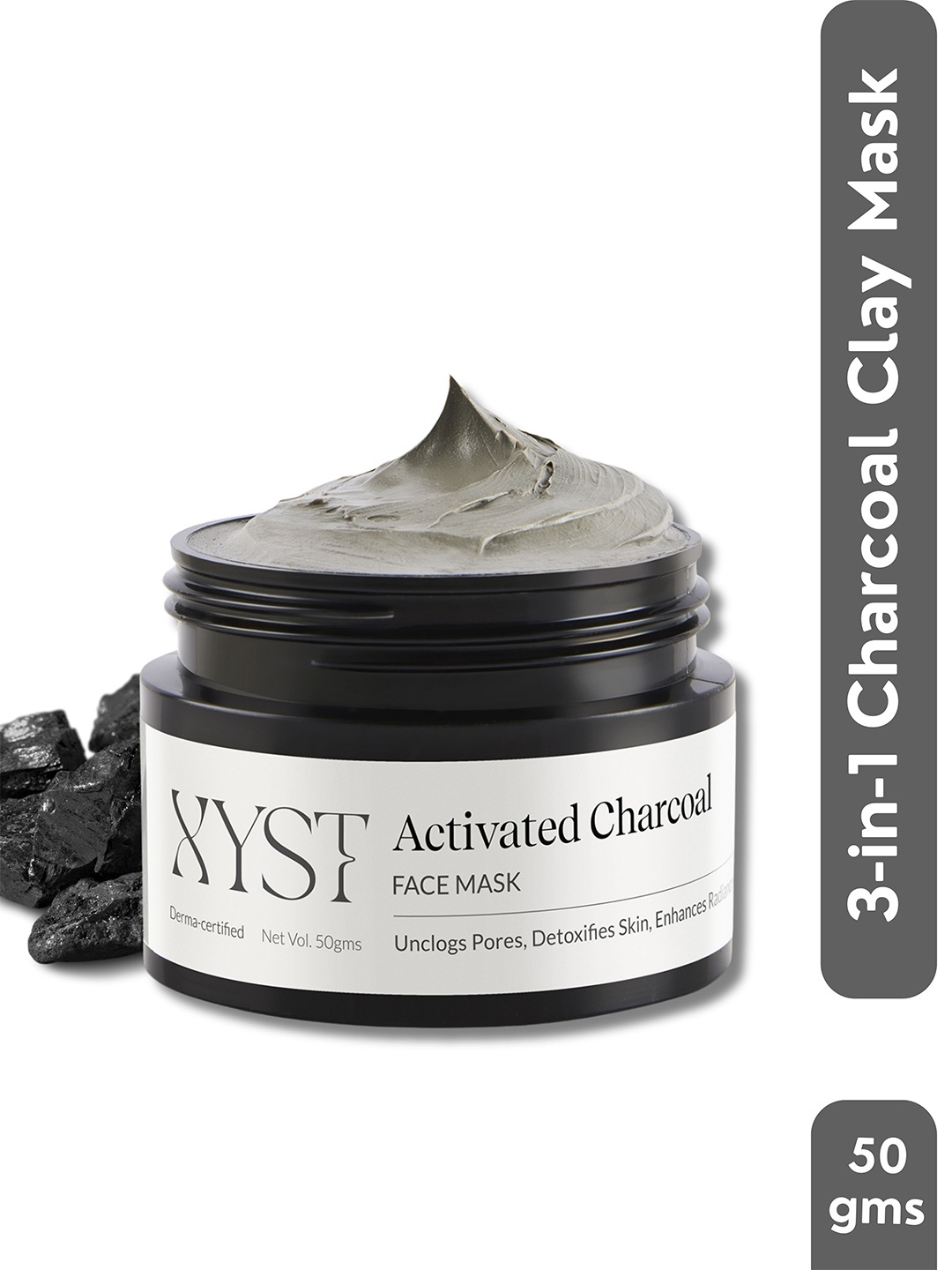 

Xyst Activated Charcoal Face Mask with Koalin Clay - 50g, Black