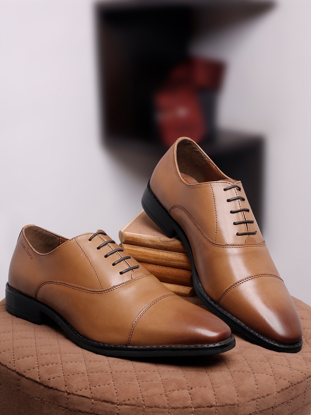 

LOUIS STITCH Men British Tan Premium Egyptian Crust Leather Formal Derbys
