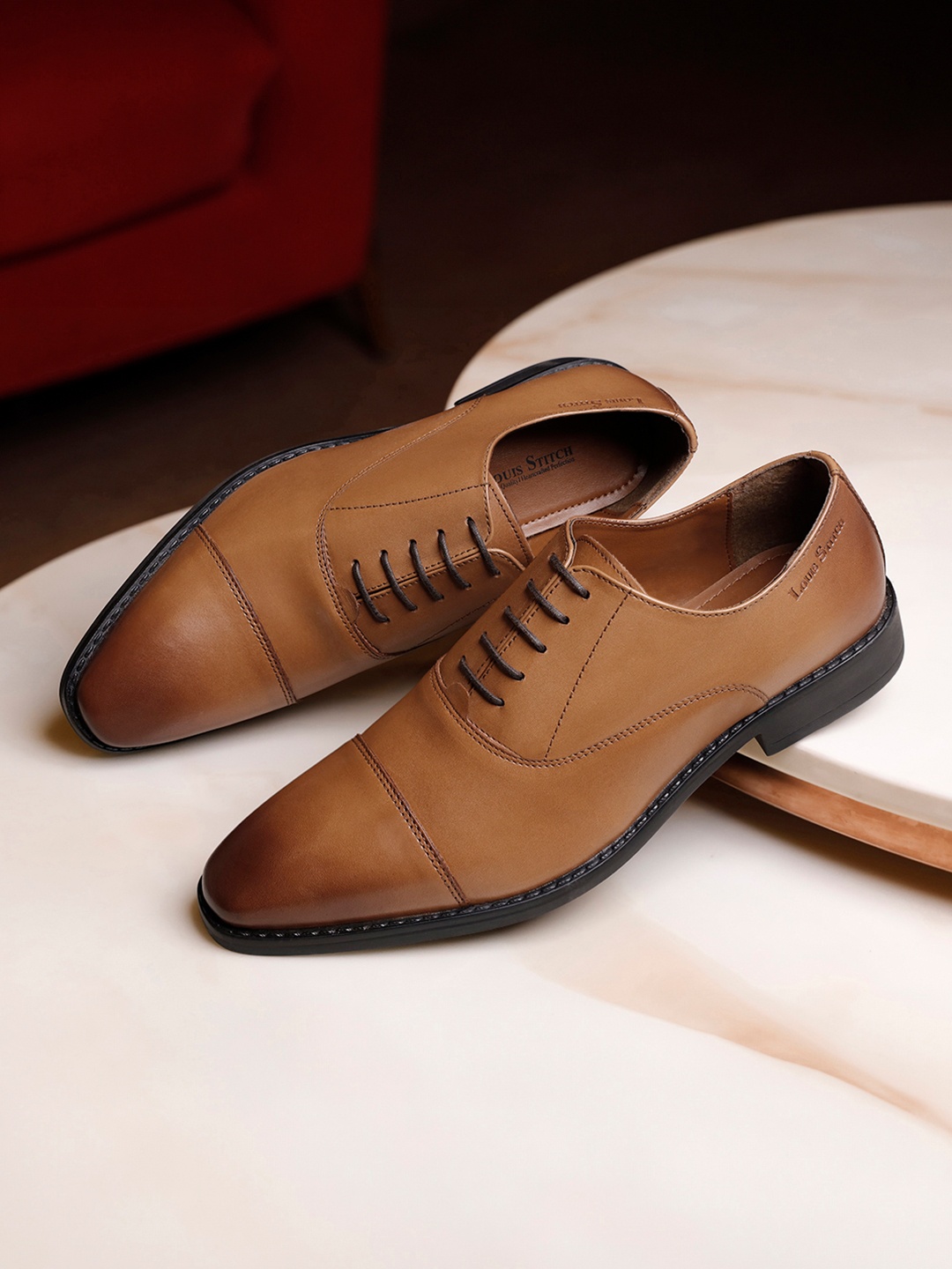 

LOUIS STITCH Men British Tan Premium Egyptian Crust Leather Formal Derbys