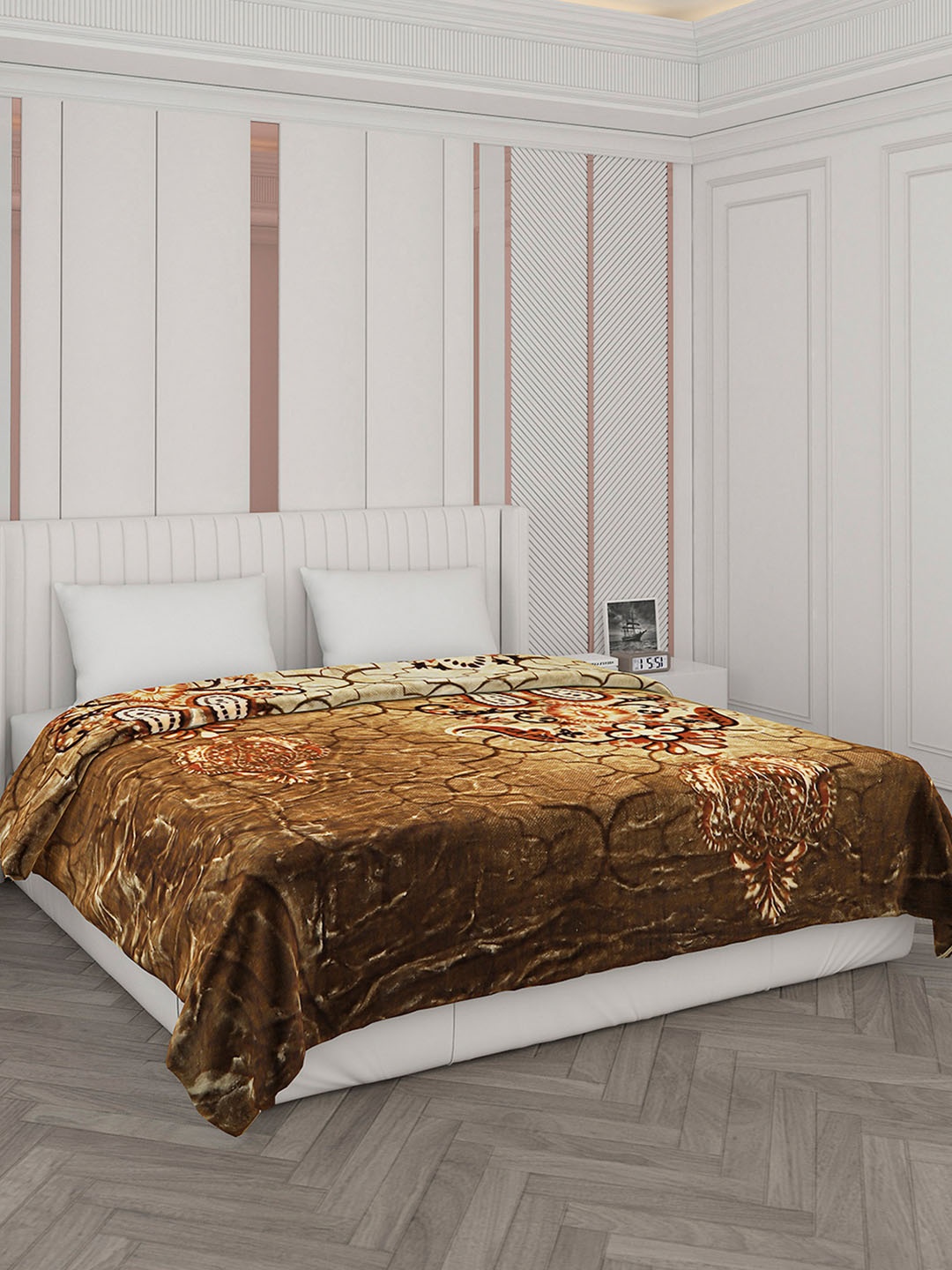 

Monte Carlo Brown & Beige Abstract Mild Winter 850 GSM Double Bed Blanket