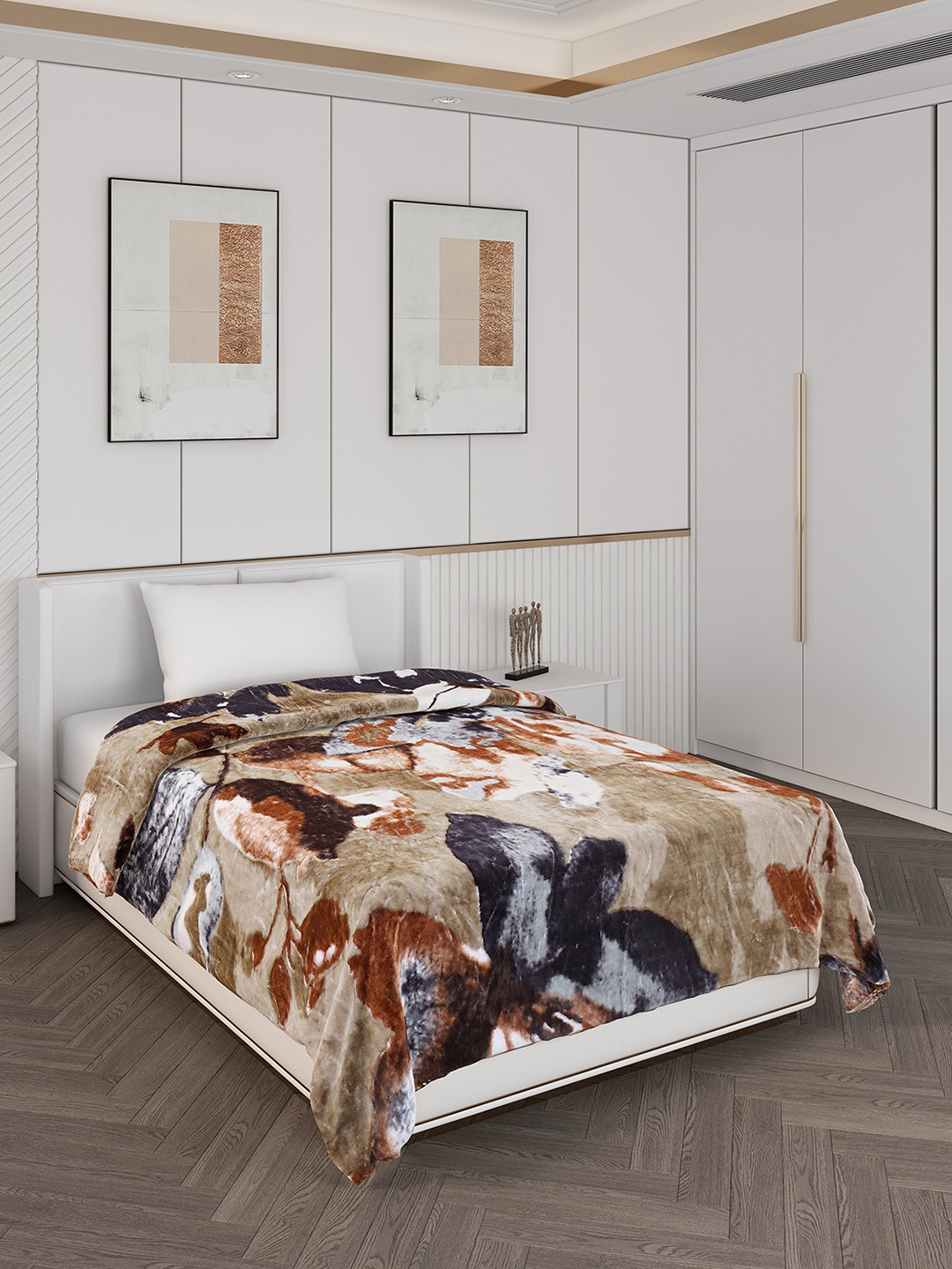 

Monte Carlo Brown & White Abstract Mild Winter 550 GSM Single Bed Blanket