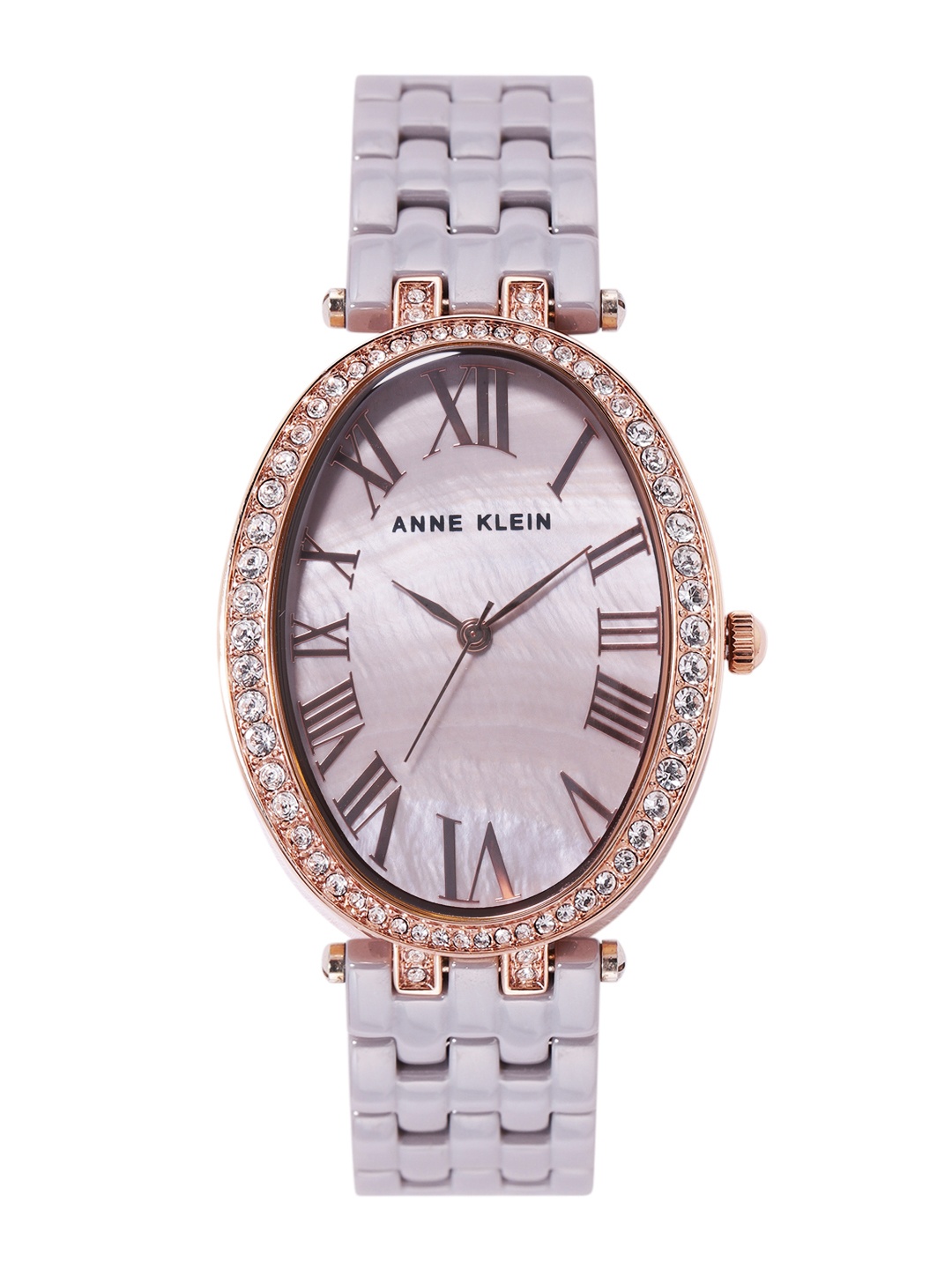 

ANNE KLEIN Women Ceramic Two Toned Bracelet Style Analogue Watch NEAK3900RGTP-Brown, Grey