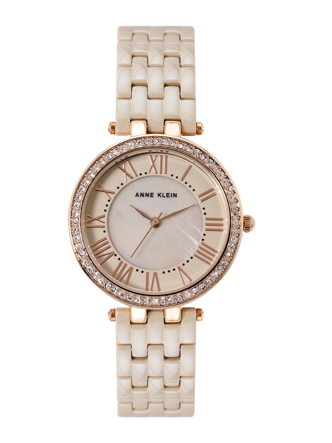 

ANNE KLEIN Women Bracelet Style Analogue Watch NEAK2130TNGB-Peach-Coloured, Cream