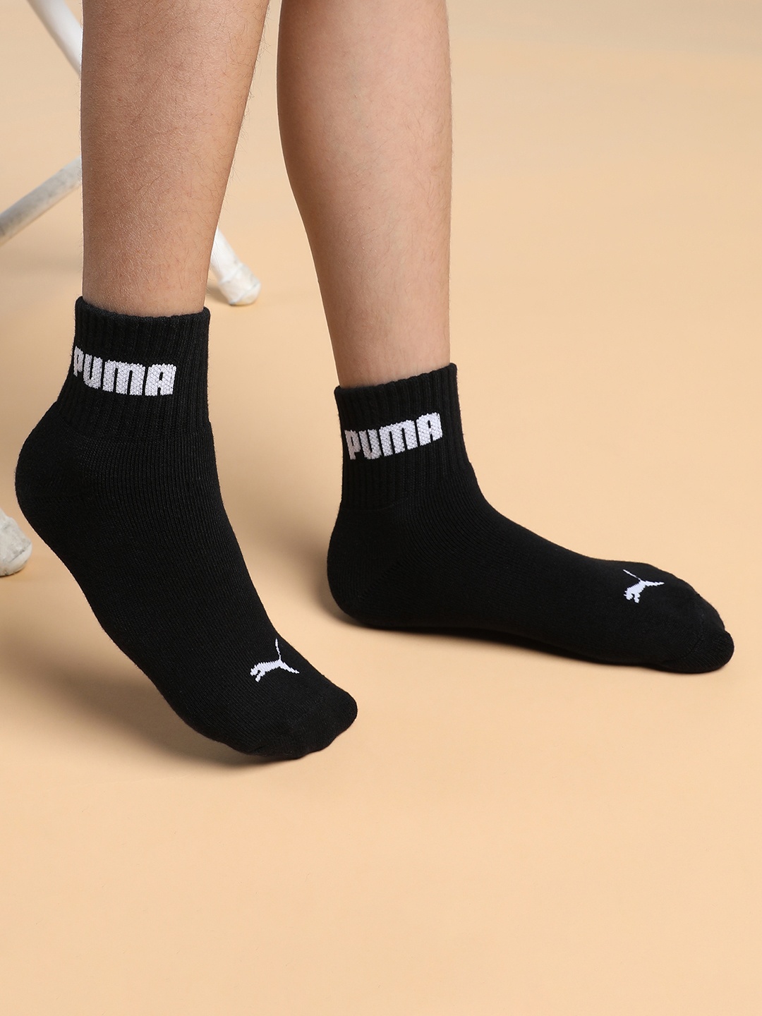 

Puma Sport Quarter Kids Pack Of 3 Ankle Length Socks, Black