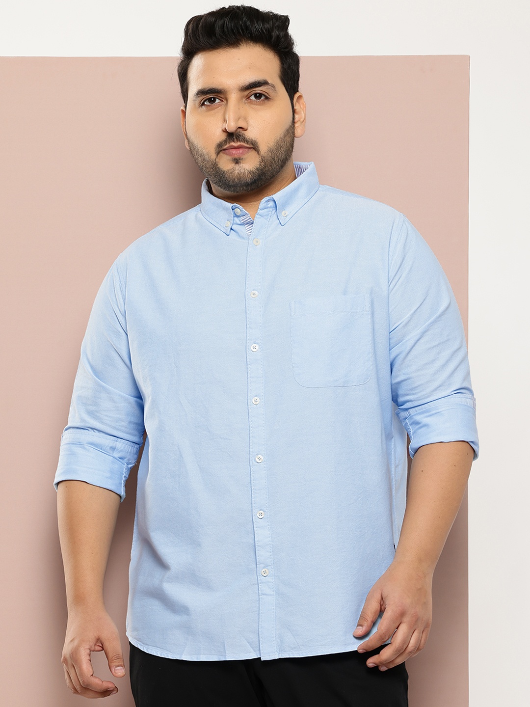 

Thomas Scott Men Plus Size Relaxed Pure Cotton Casual Shirt, Blue