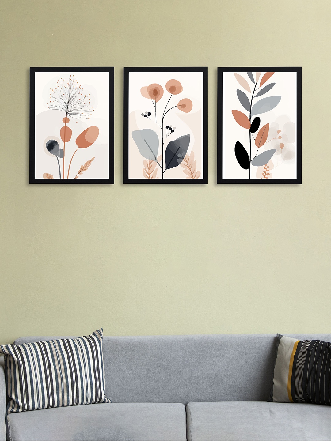

Giftii White & Grey 3 Pieces Floral and Botanical Wooden Framed Painting Wall Art