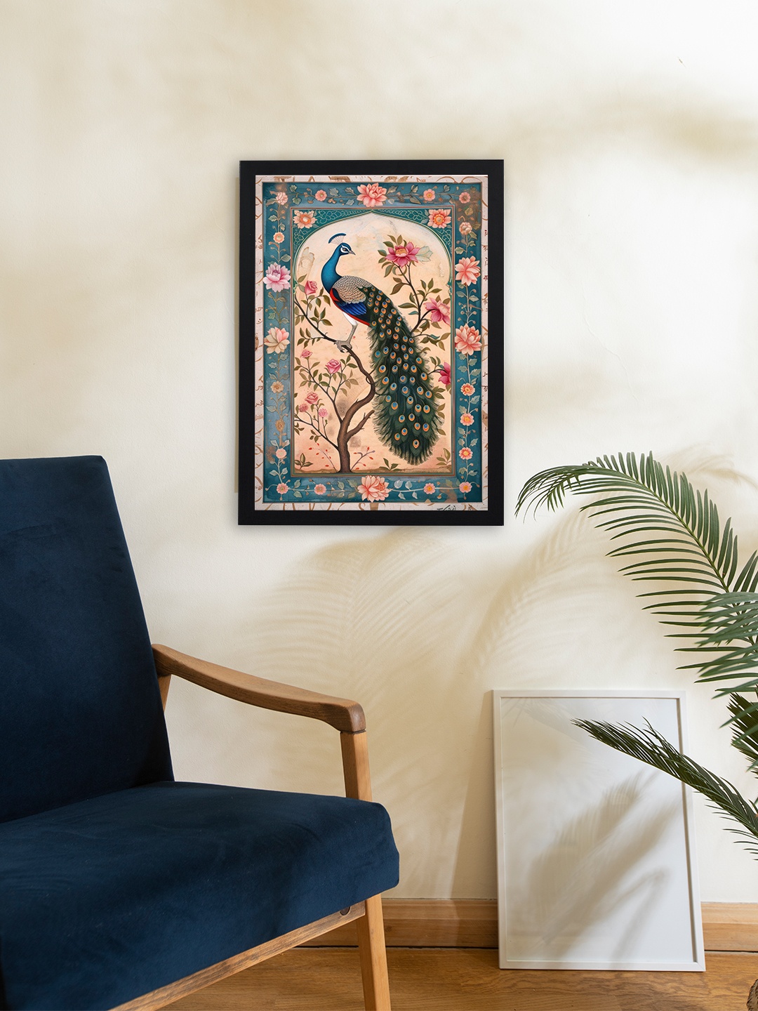 

Giftii Green & Pink Peacock Printed Wooden Framed Wall Art