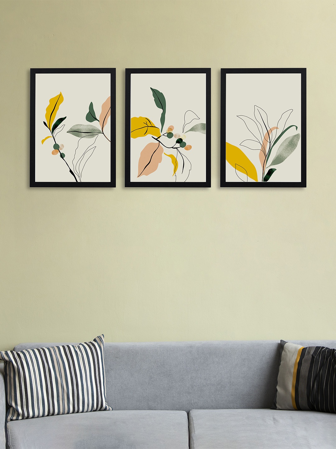 

Giftii White & Green 3 Pieces Printed Wooden Framed Wall Art