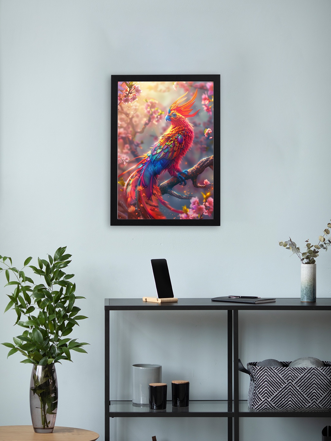 

Giftii Red & Blue Parrot Printed Wooden Framed Wall Art