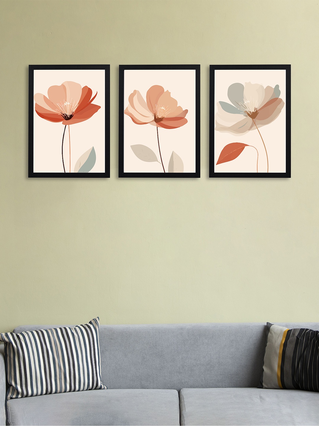

Giftii 3Pcs White & Pink Floral Printed Wooden Framed Wall Art