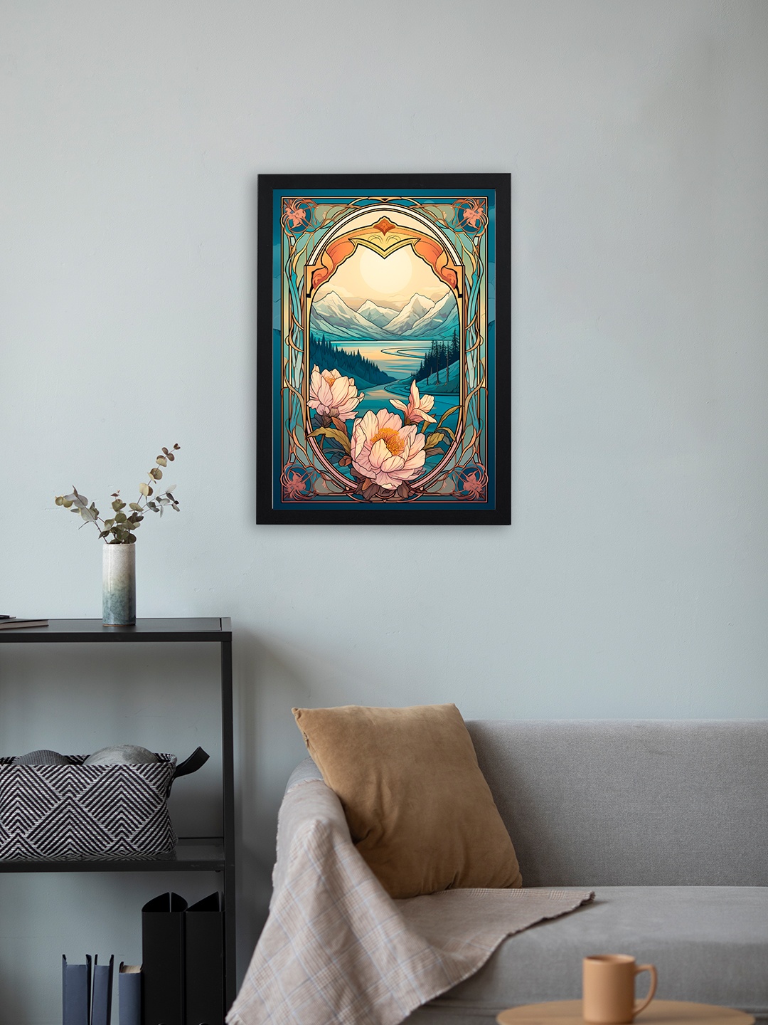 

Giftii Blue & Orange Colored Printed Wooden Framed Wall Art