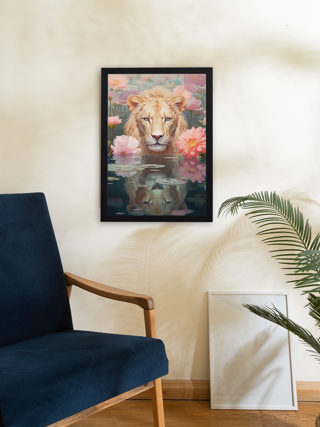 

Giftii Yellow & Pink Lion Printed Wooden Framed Wall Art