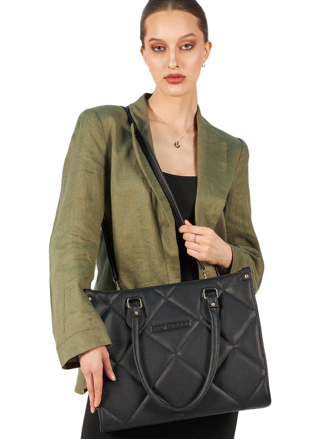 

MINI WESST Quilted Structured Shoulder Bag, Black