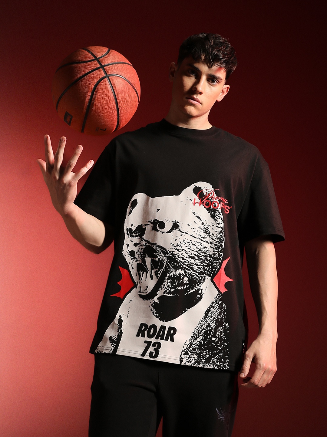 

Puma He Can Hoop Oversized Fit Basketball Tee, Black