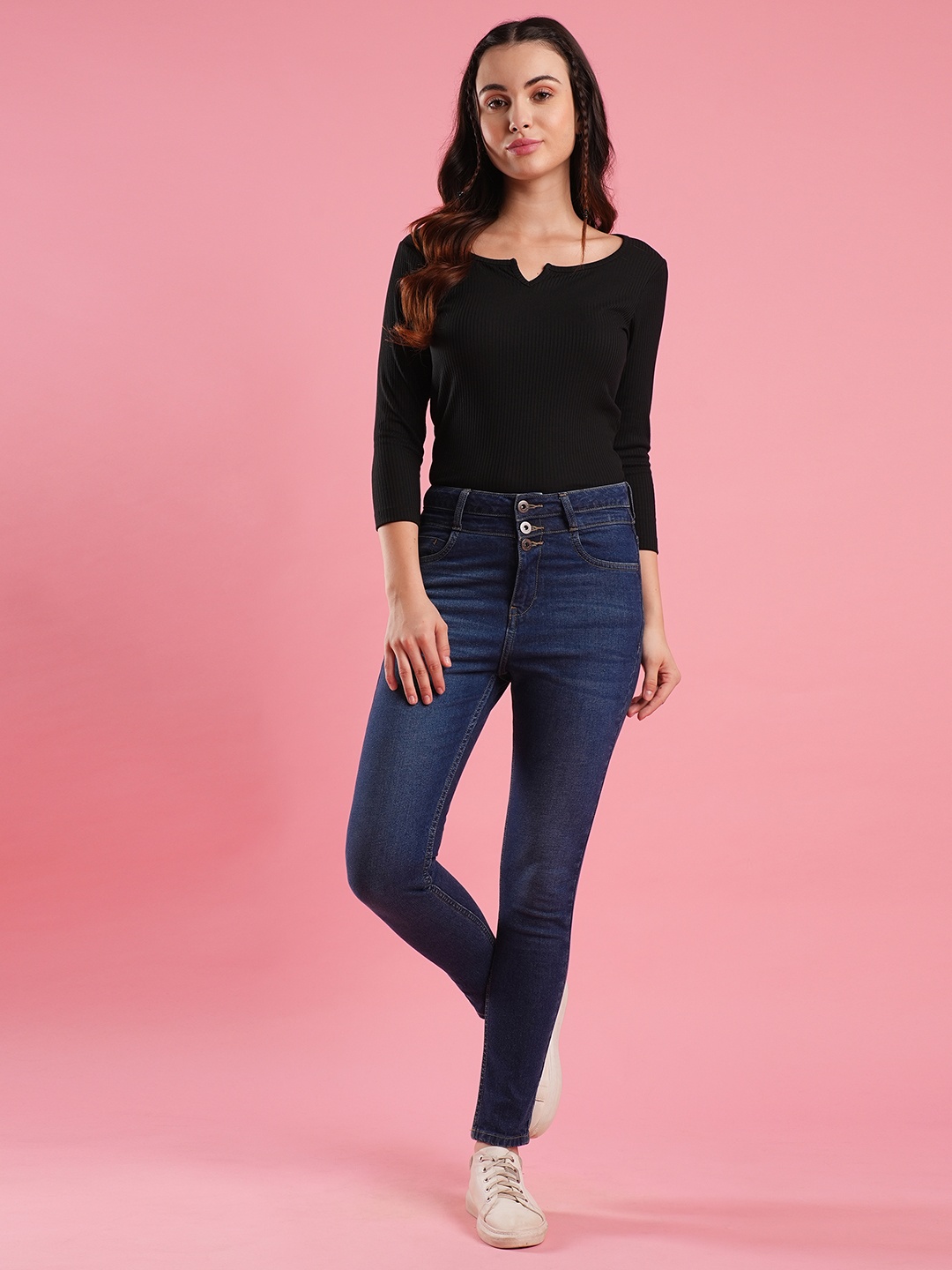 

Globus Women Skinny Fit High-Rise Stretchable Jeans, Blue