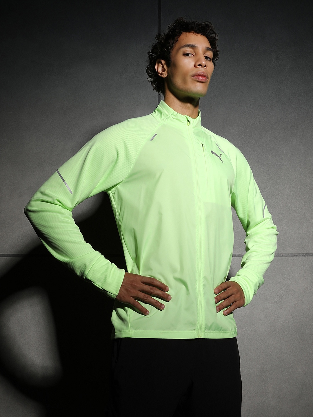 

Puma Run Grid Fleece Running Jacket, Lime green
