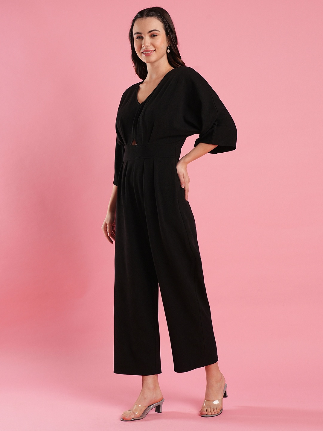 

Globus V-Neck Cut-out detailS Basic Jumpsuit, Black