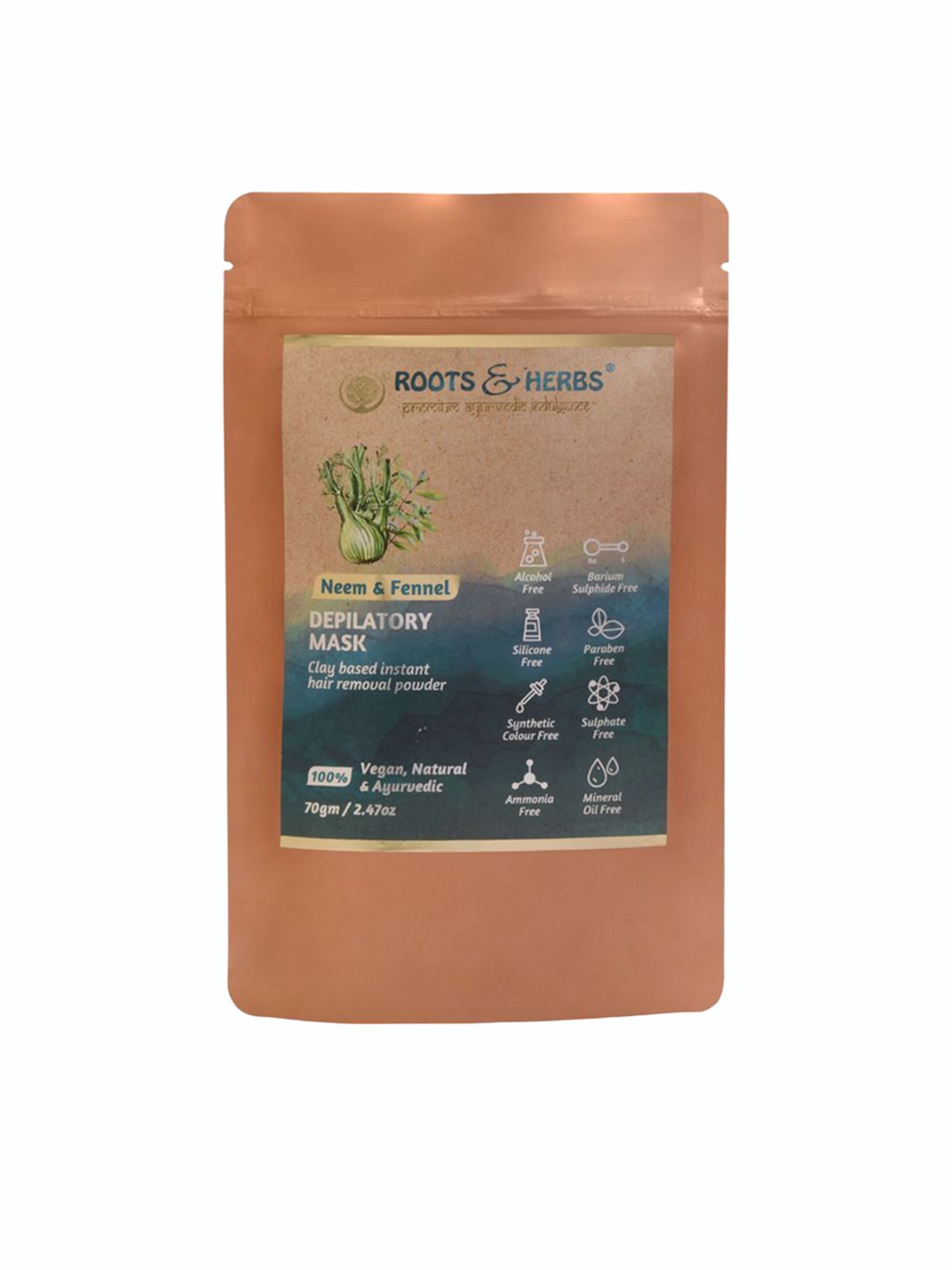 

ROOTS & HERBS Neem & Fennel Depilatory Mask - 70g, Lime green