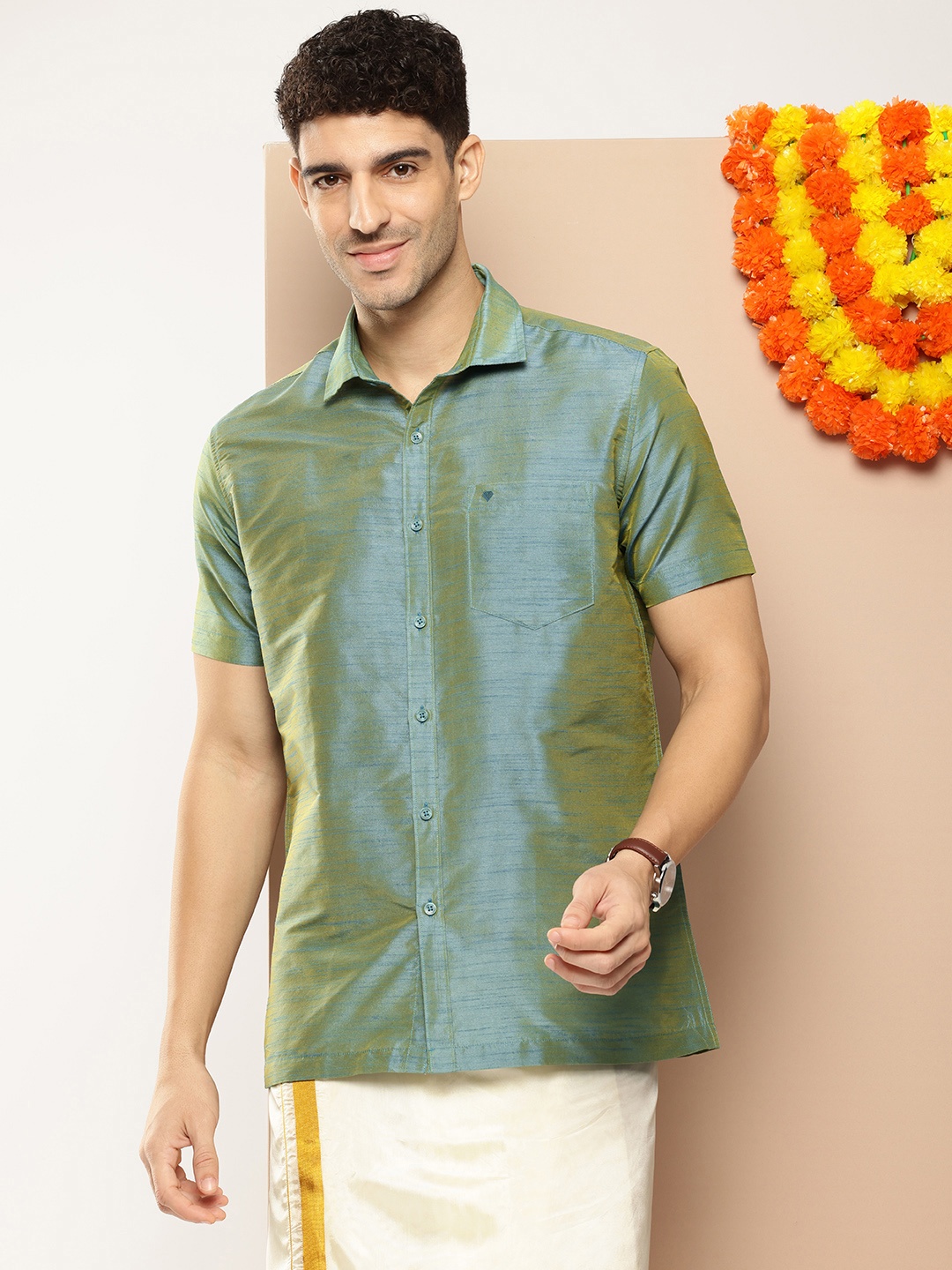 

INVICTUS Spread Collar Opaque Festive Collection Shirt, Teal