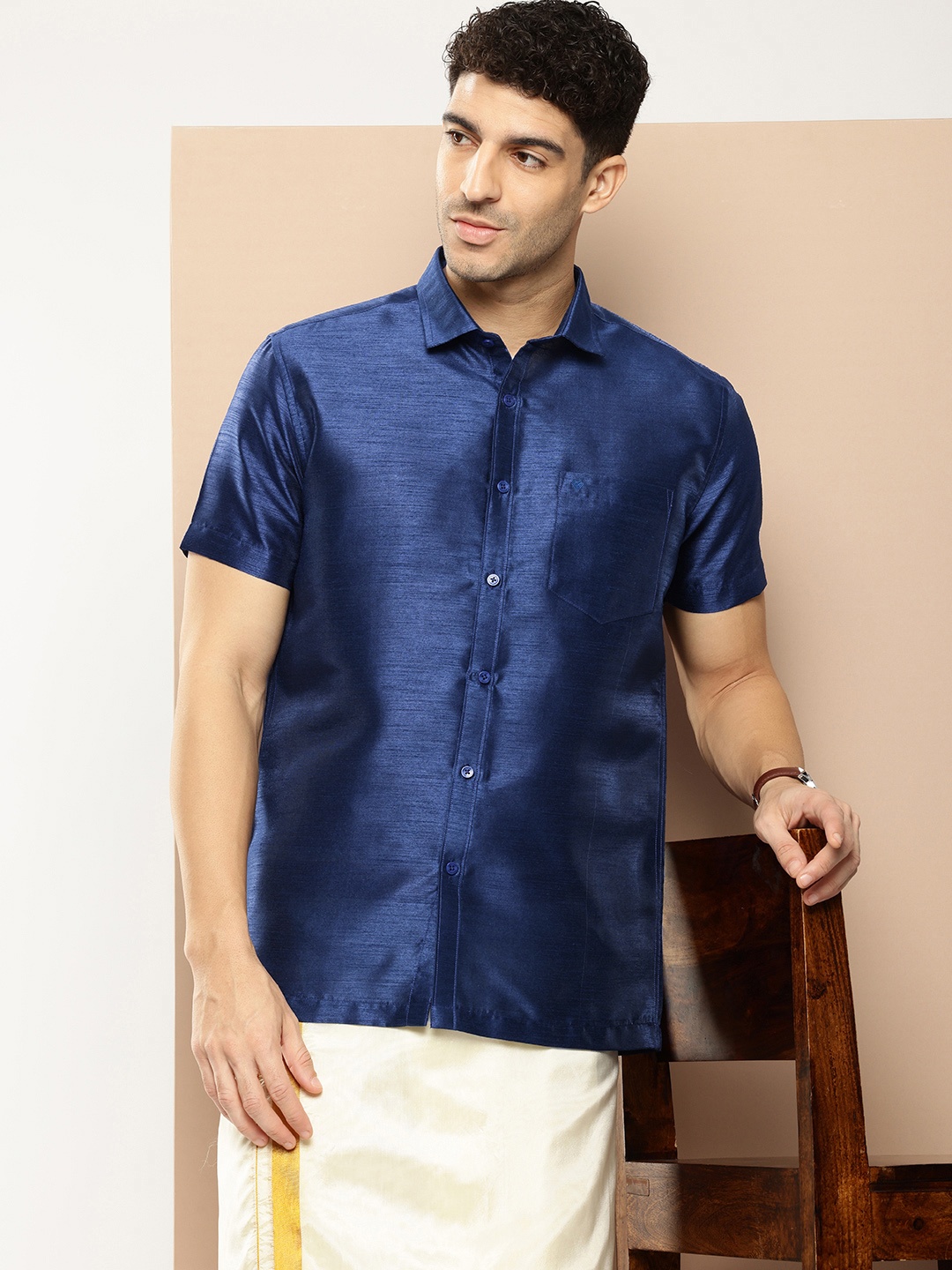 

INVICTUS Spread Collar Festive Collection Shirt, Navy blue