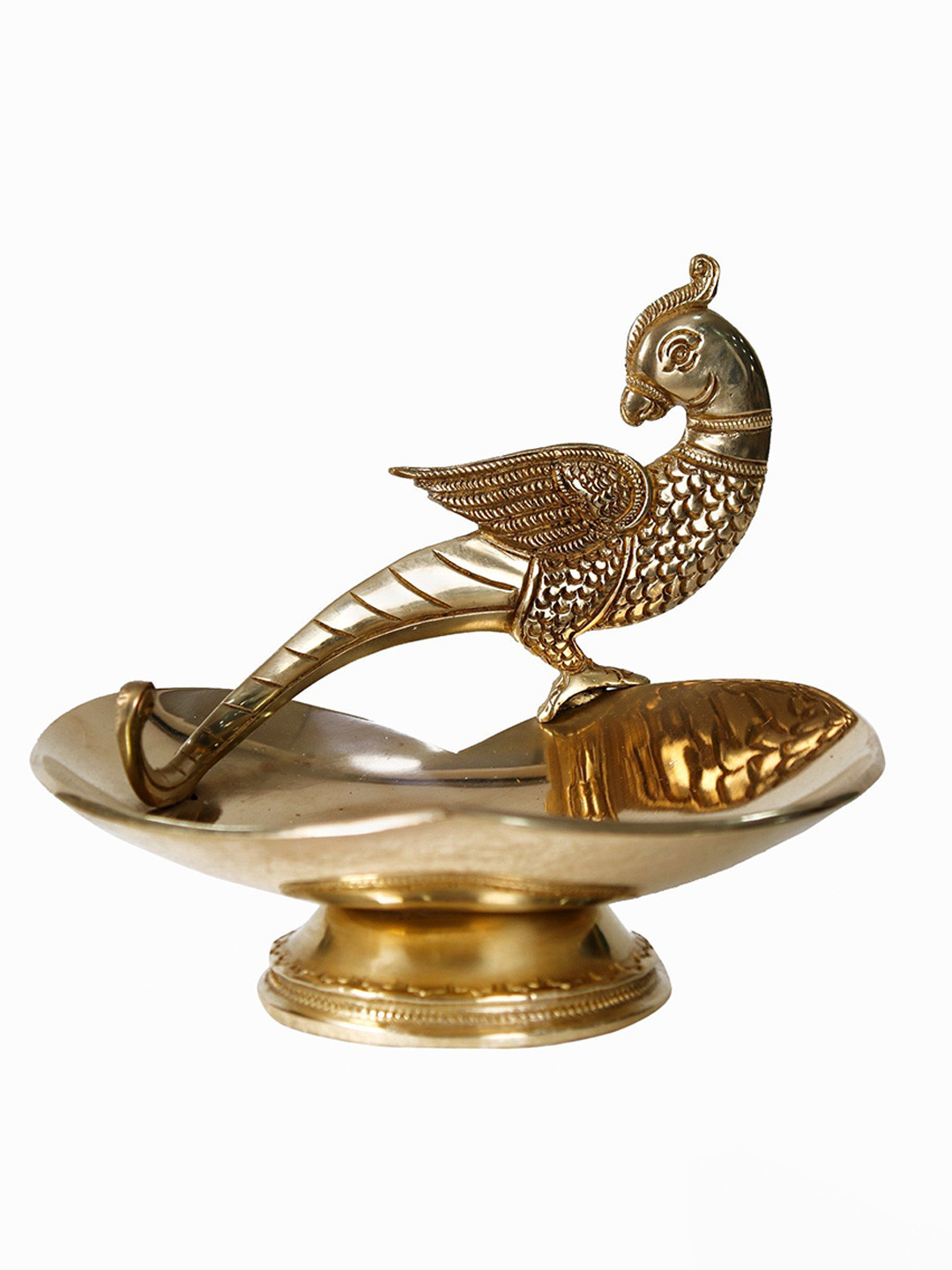 

Exotic India Brass Parrot Design Heart Shaped Tray, Gold