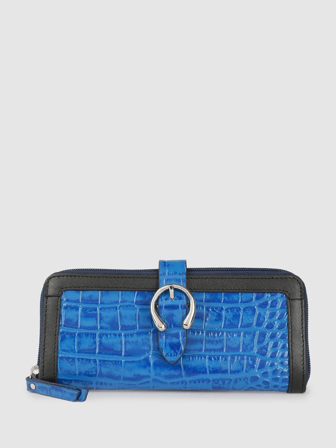 

Hidesign Women Animal Textured Leather Zip Around Wallet, Blue