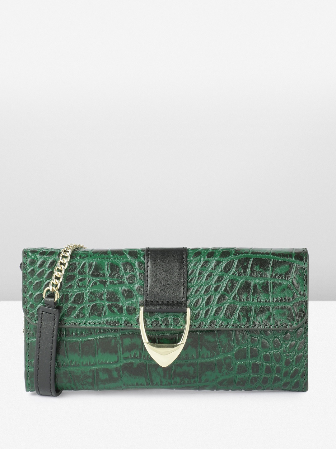 

Hidesign FANNY Structured Croc Textured Sling Bag, Green
