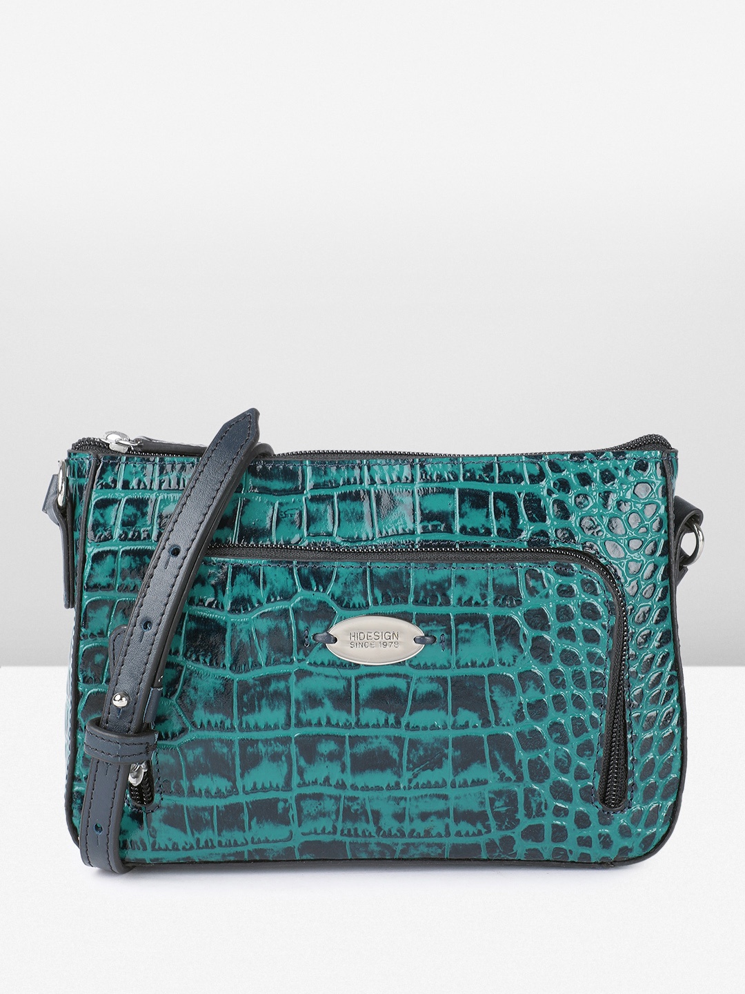 

Hidesign KATNISS Structured Croc Textured Sling Bag, Teal