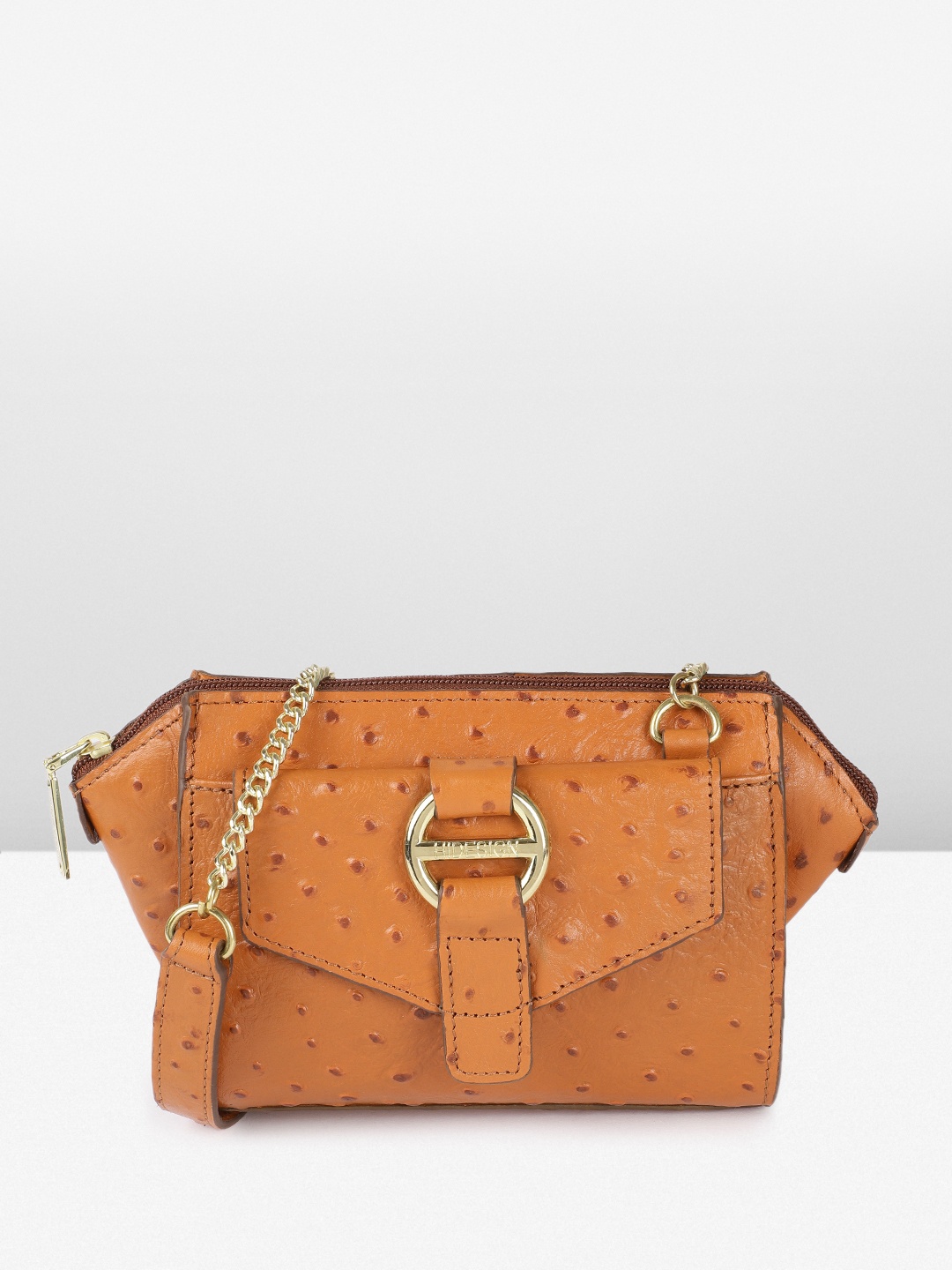 

Hidesign Textured Leather Structured Sling Bag, Tan