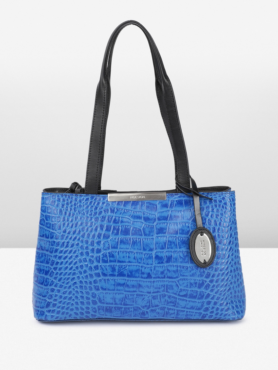 

Hidesign Animal Textured Leather Leo Structured Shoulder Bag, Blue