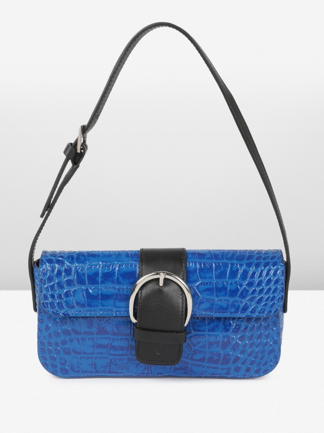 

Hidesign TIJIUANA Animal Textured Leather Baguette Shoulder Bag, Blue