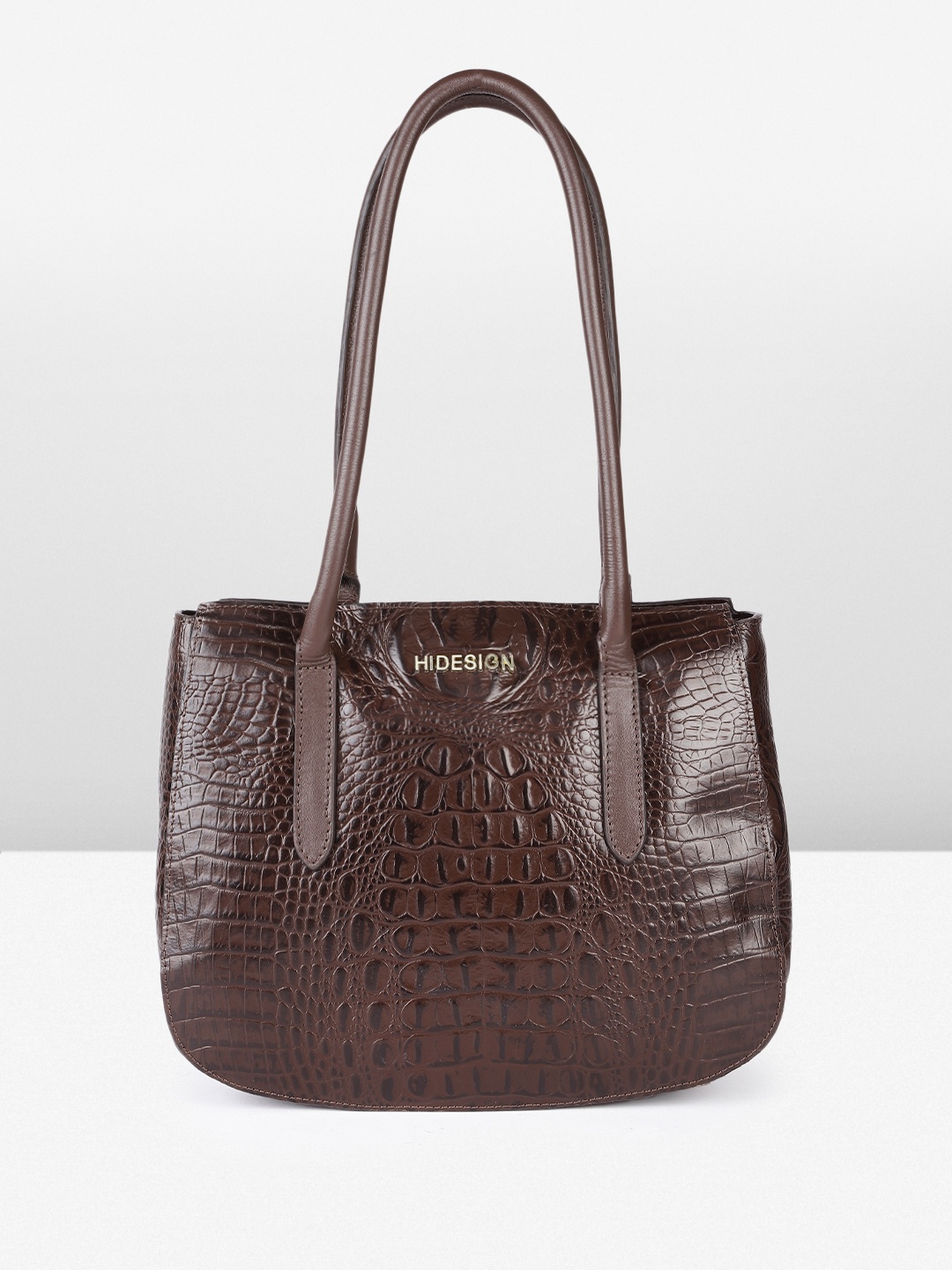 

Hidesign Lili-Baby Croco Animal Printed Textured Shoulder Bag, Brown
