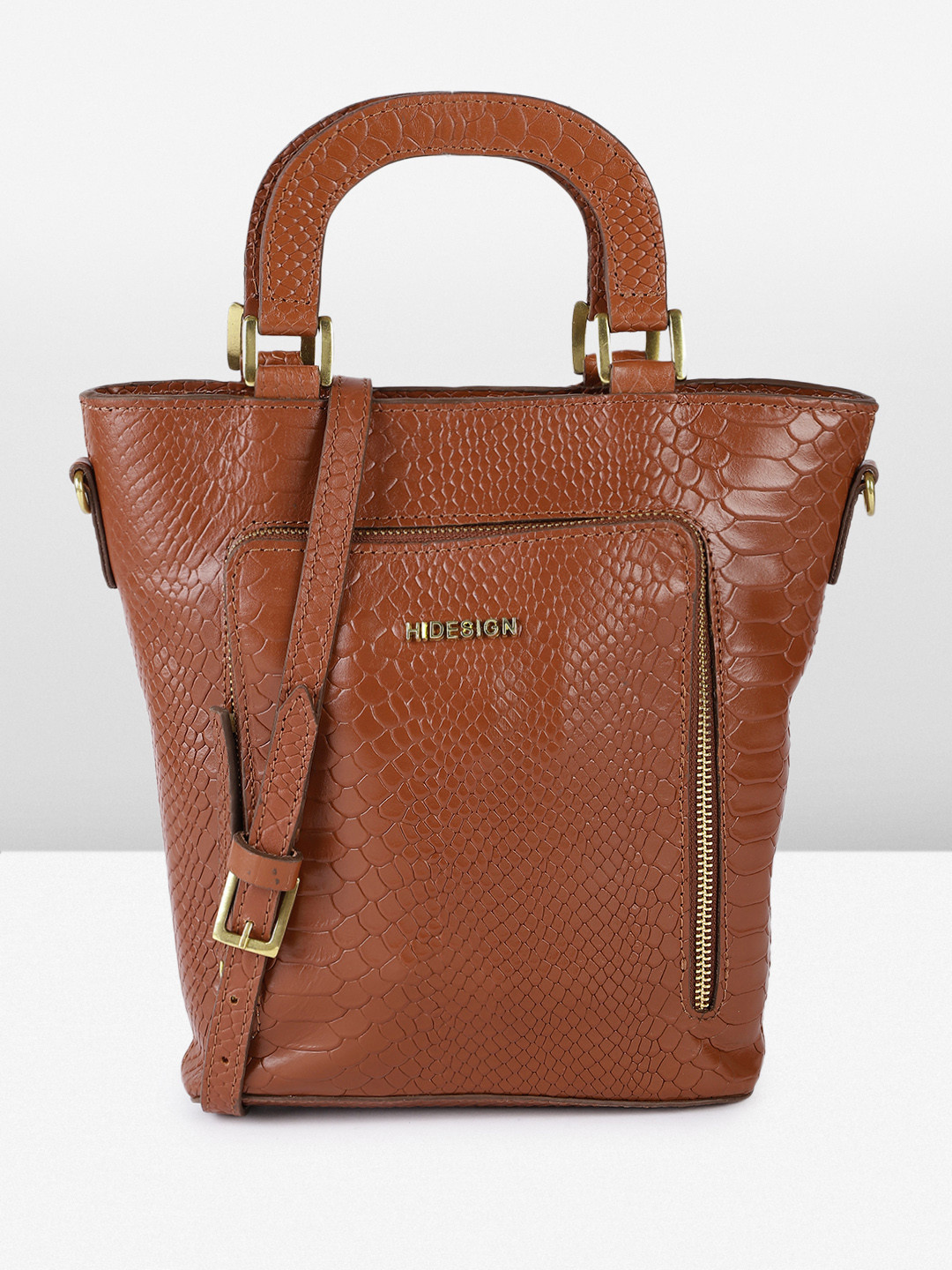 

Hidesign Animal Textured Leather Structured Handheld Bag, Brown