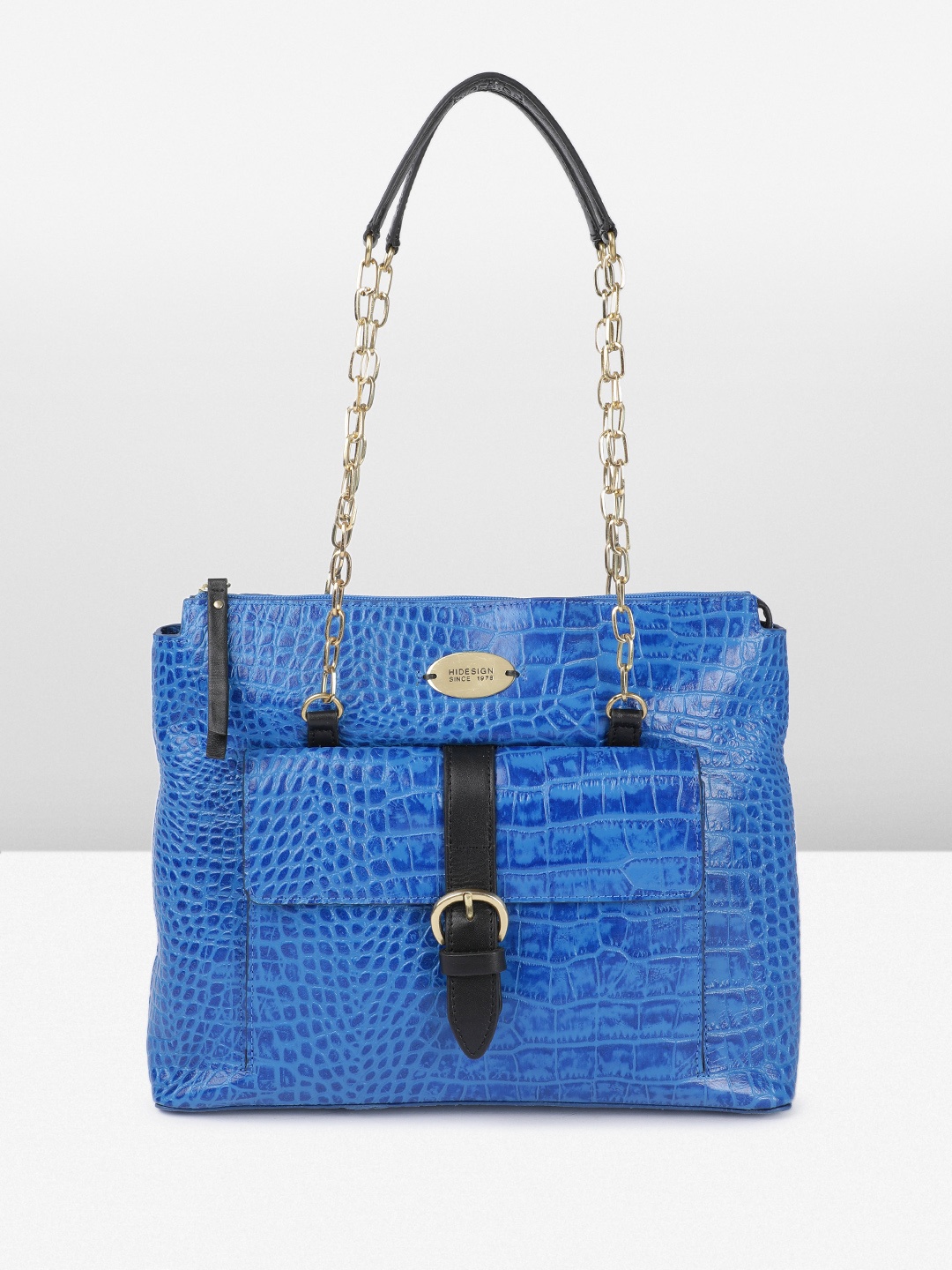 

Hidesign Animal Textured Leather Eliza Structured Shoulder Bag, Blue