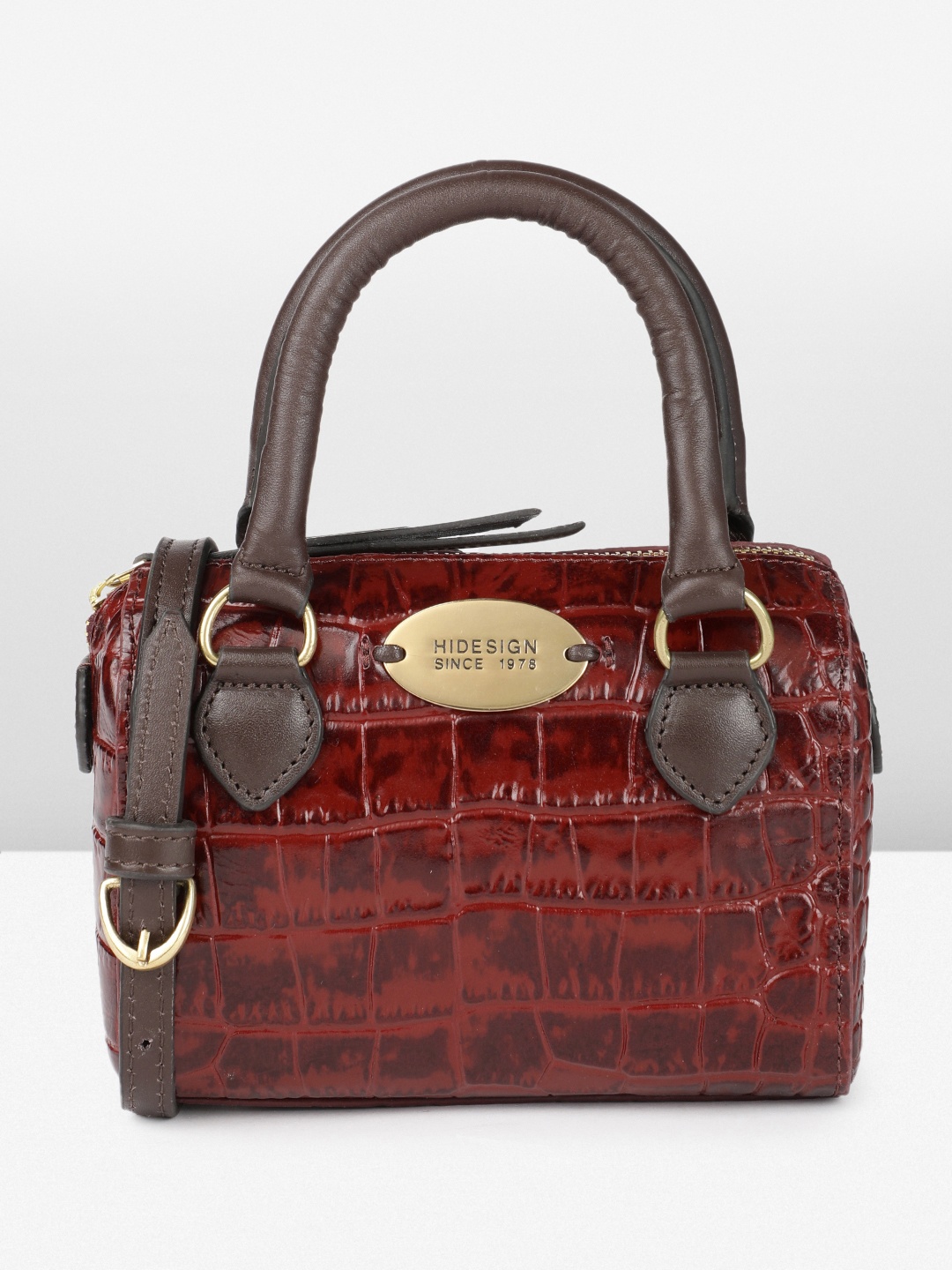 

Hidesign Animal Textured Leather SUZIE Structured Handheld Bag, Maroon