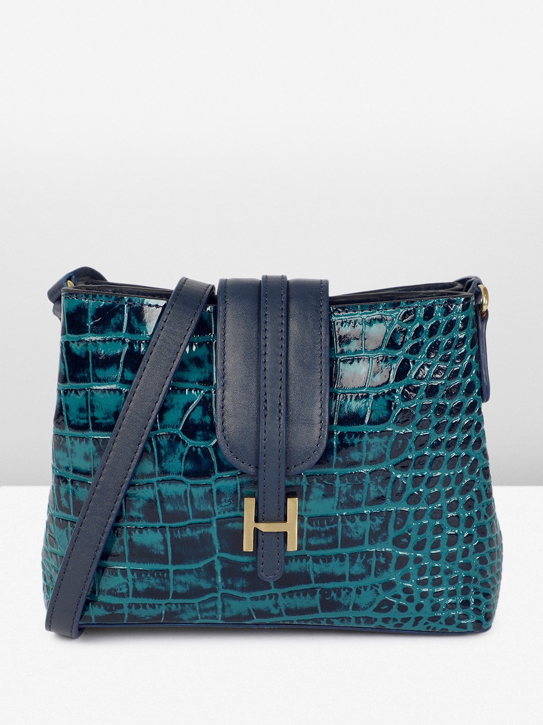 

Hidesign SILVIA Animal Textured Patent Leather Sling Bag, Teal