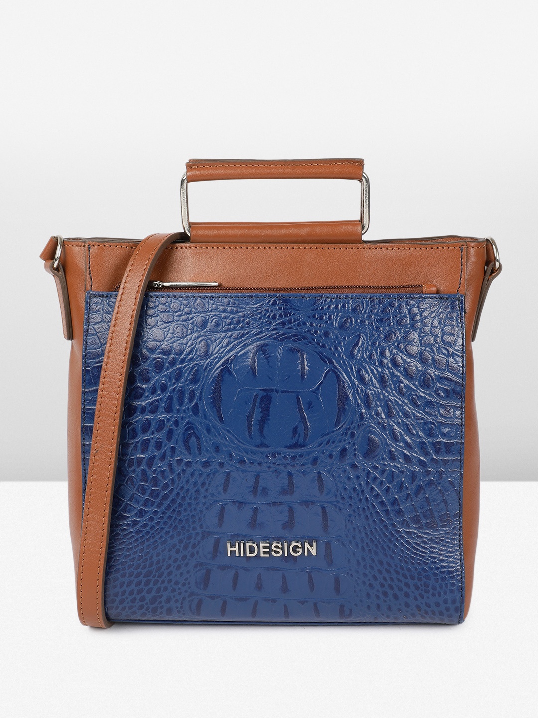 

Hidesign Animal Textured Leather Viola Structured Handheld Bag, Blue