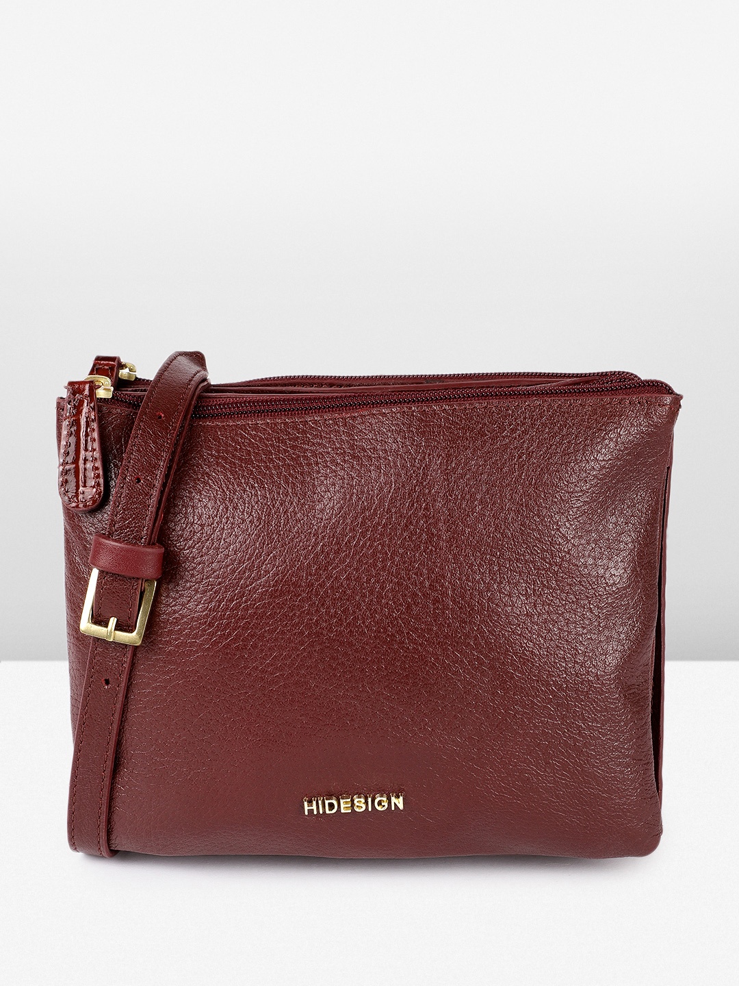 

Hidesign Leather Structured Sling Bag, Burgundy