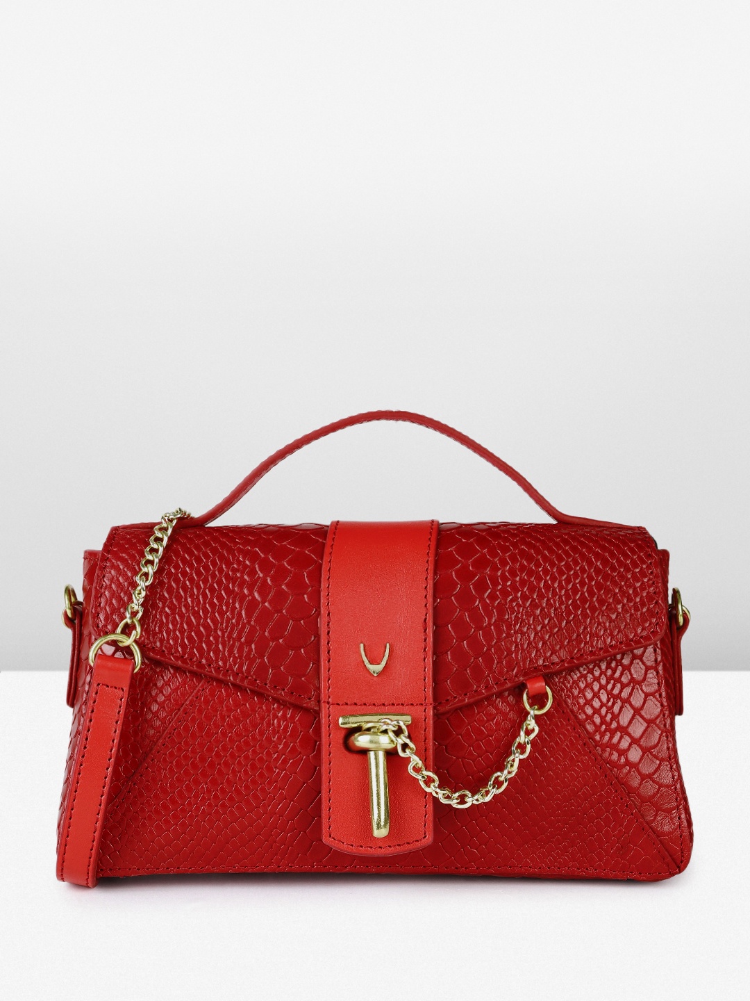 

Hidesign Manon-Snake Textured Animal Print Satchel, Red