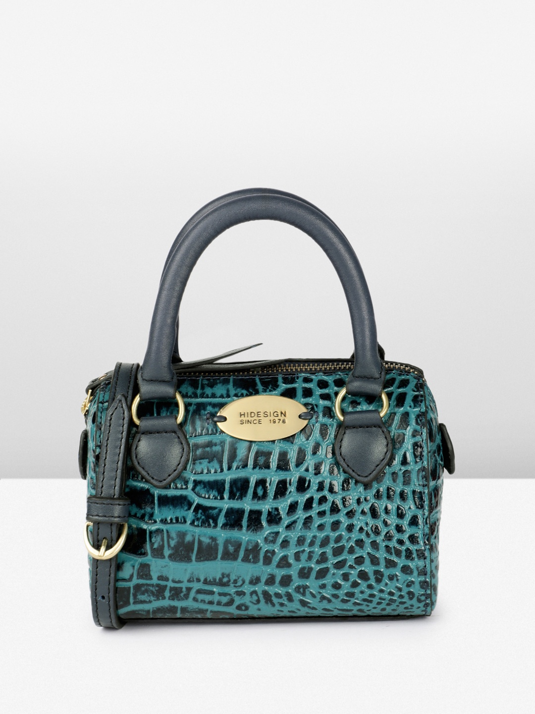 

Hidesign Animal Textured Leather SUZIE Structured Handheld Bag, Teal
