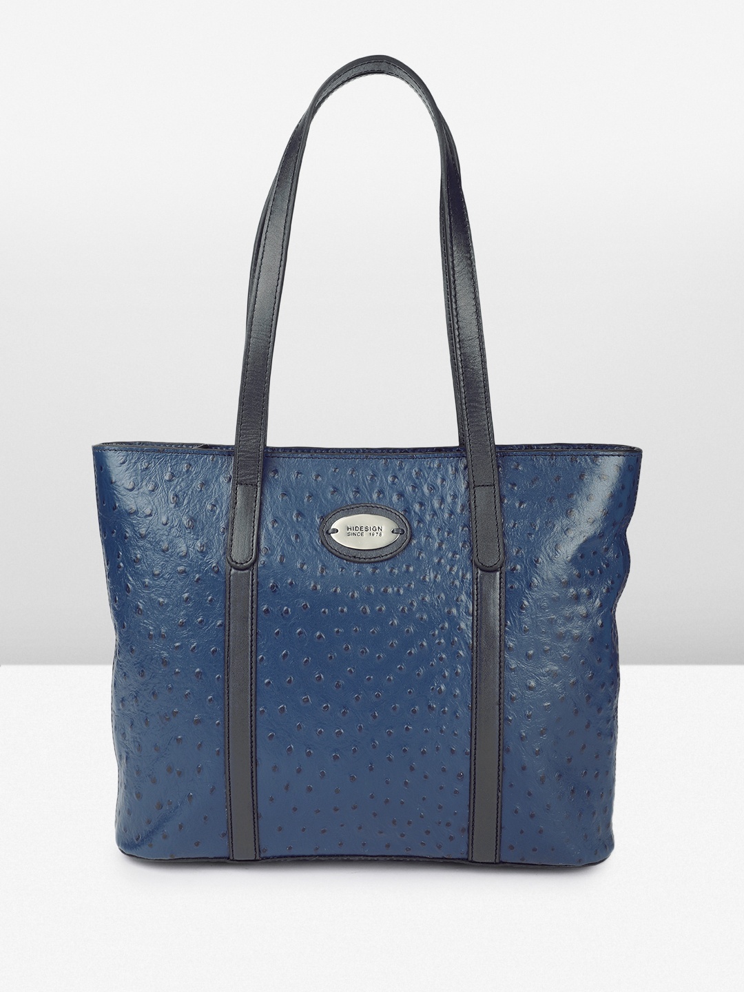 

Hidesign SANTOS 02-OSTRICH Textured Leather Shoulder Bag, Navy blue