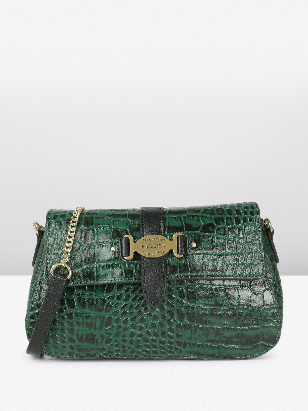 

Hidesign SANTIAGO Animal Textured Leather Sling Bag, Green