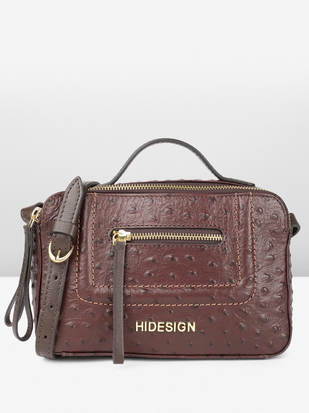 

Hidesign Textured Leather ASPEN Structured Handheld Bag, Brown