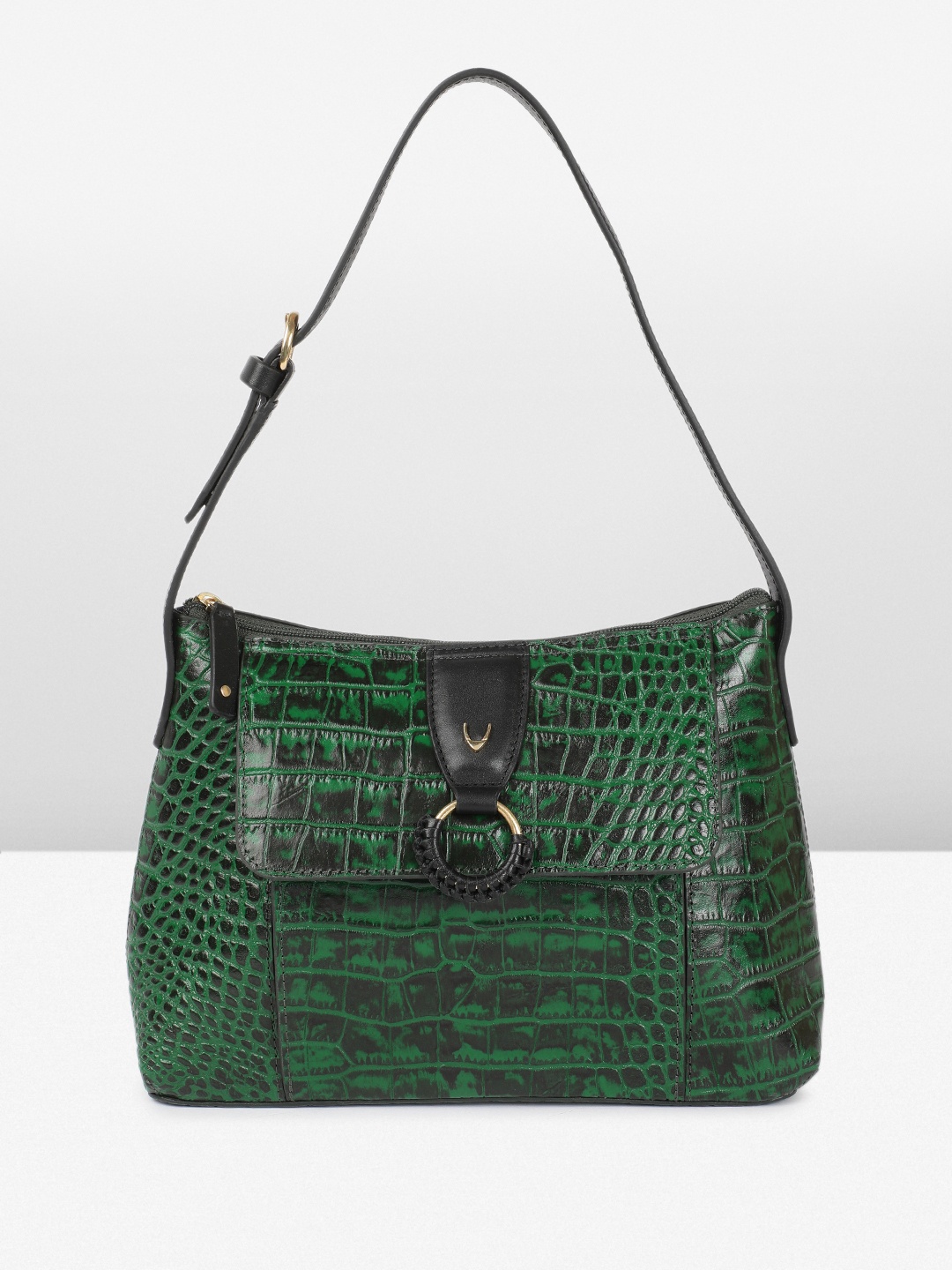 

Hidesign MEDALLIN Animal Textured Leather Shoulder Bag, Green