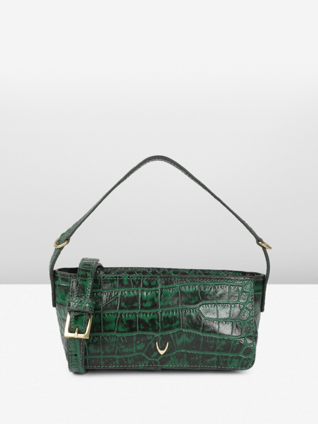 

Hidesign Animal Textured Leather Structured Handheld Bag, Green
