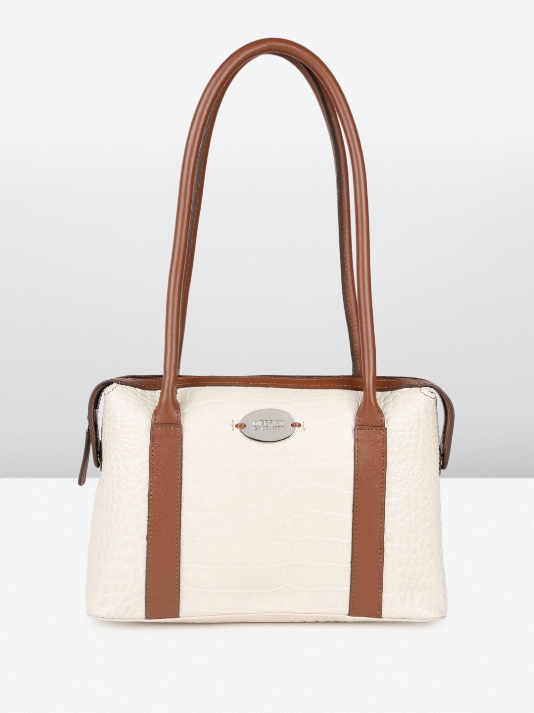 

Hidesign KENDALL Croc Textured Leather Shoulder Bag, Beige