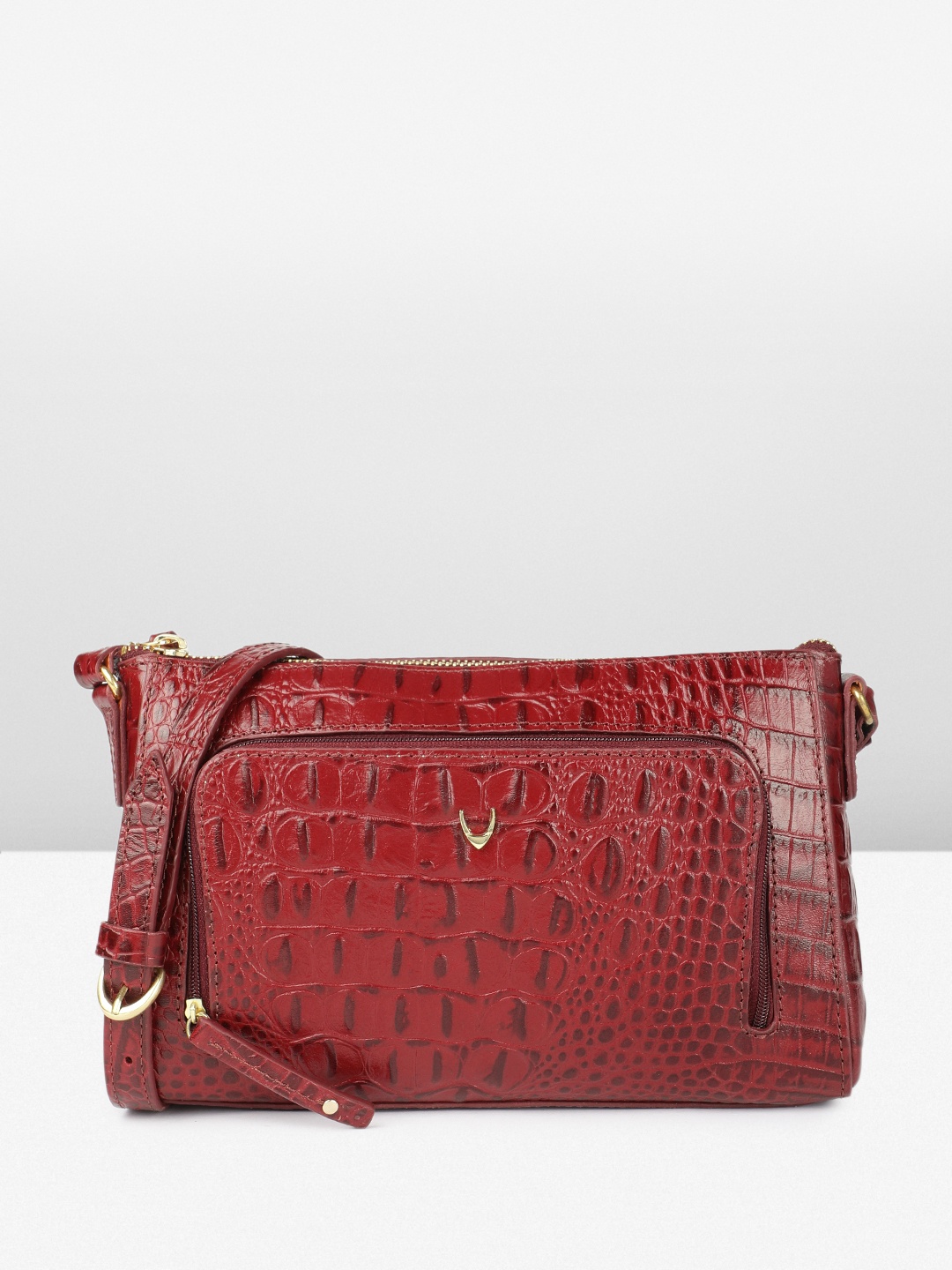 

Hidesign Animal Textured Leather LAUREN Structured Sling Bag, Red