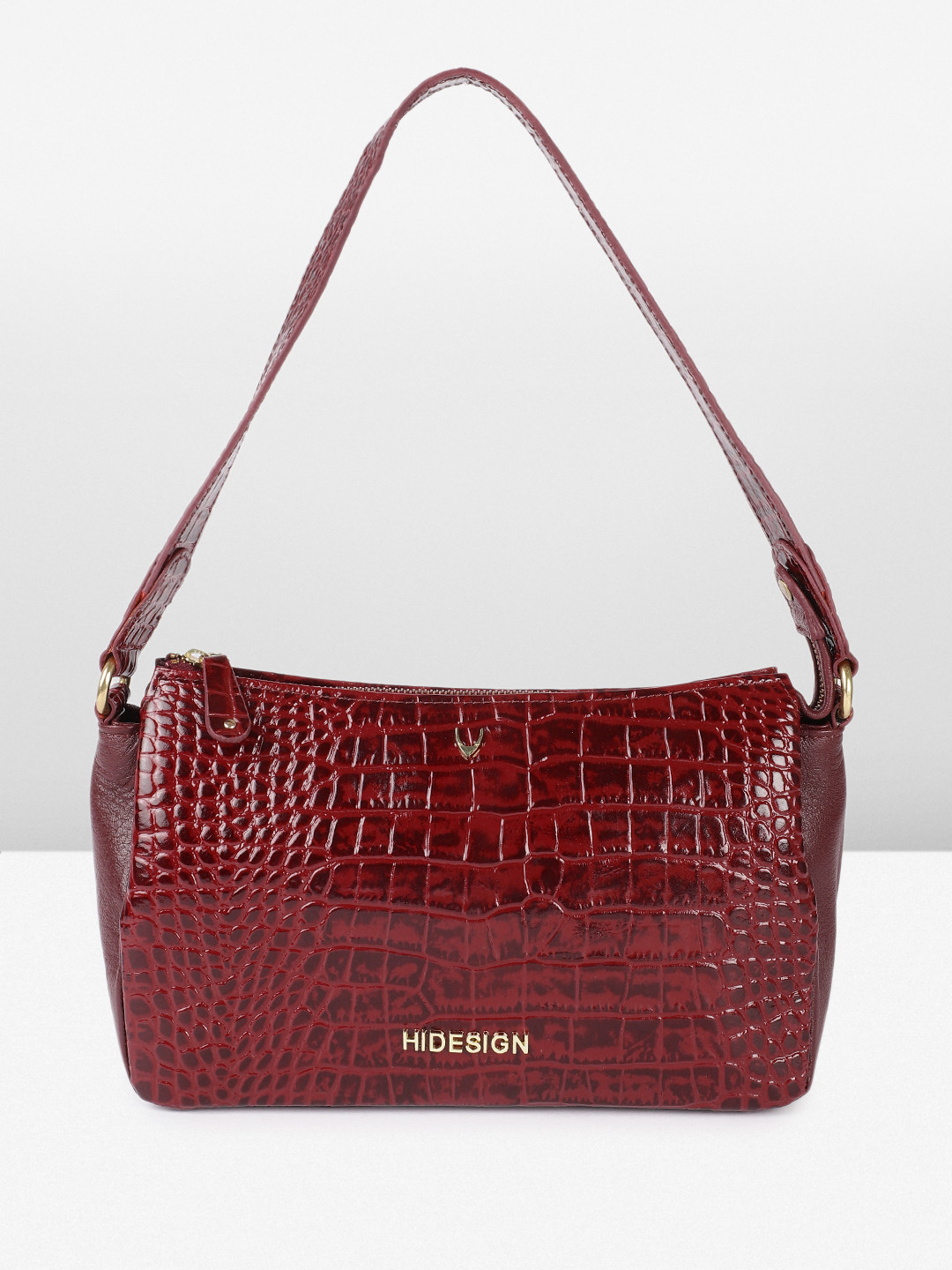 

Hidesign Animal Textured Leather Structured Shoulder Bag, Maroon